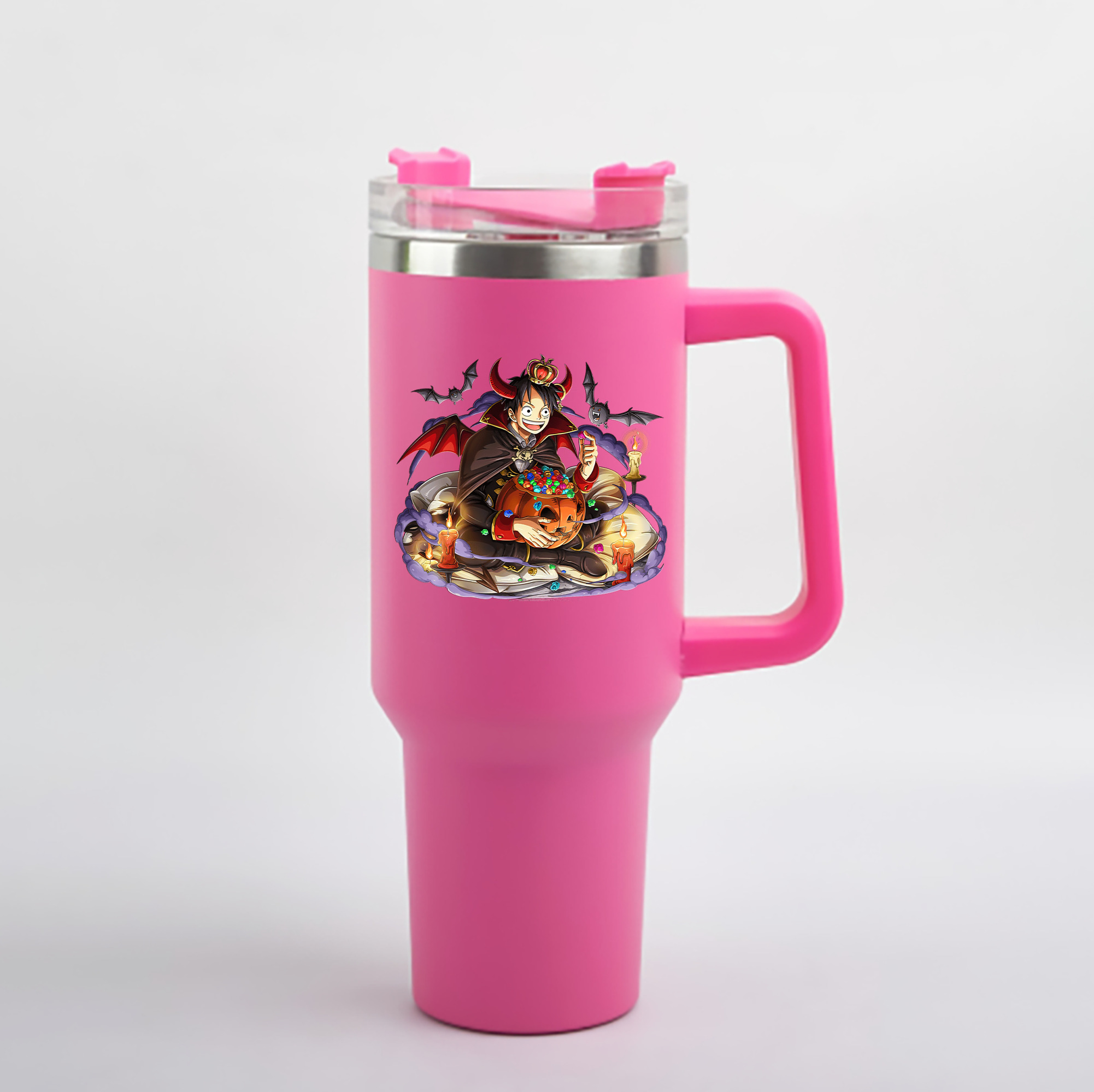 ワンピース モンキー・D・ルフィ ONE PIECE Monkey D. Luffy 1200mL車用タンブラー - クリスタルステッカー（プラスチックストロー付き）